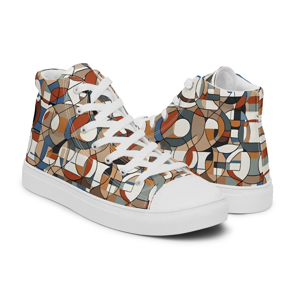 Contour Mosaic on Women's High Top Canvas Shoes — Right