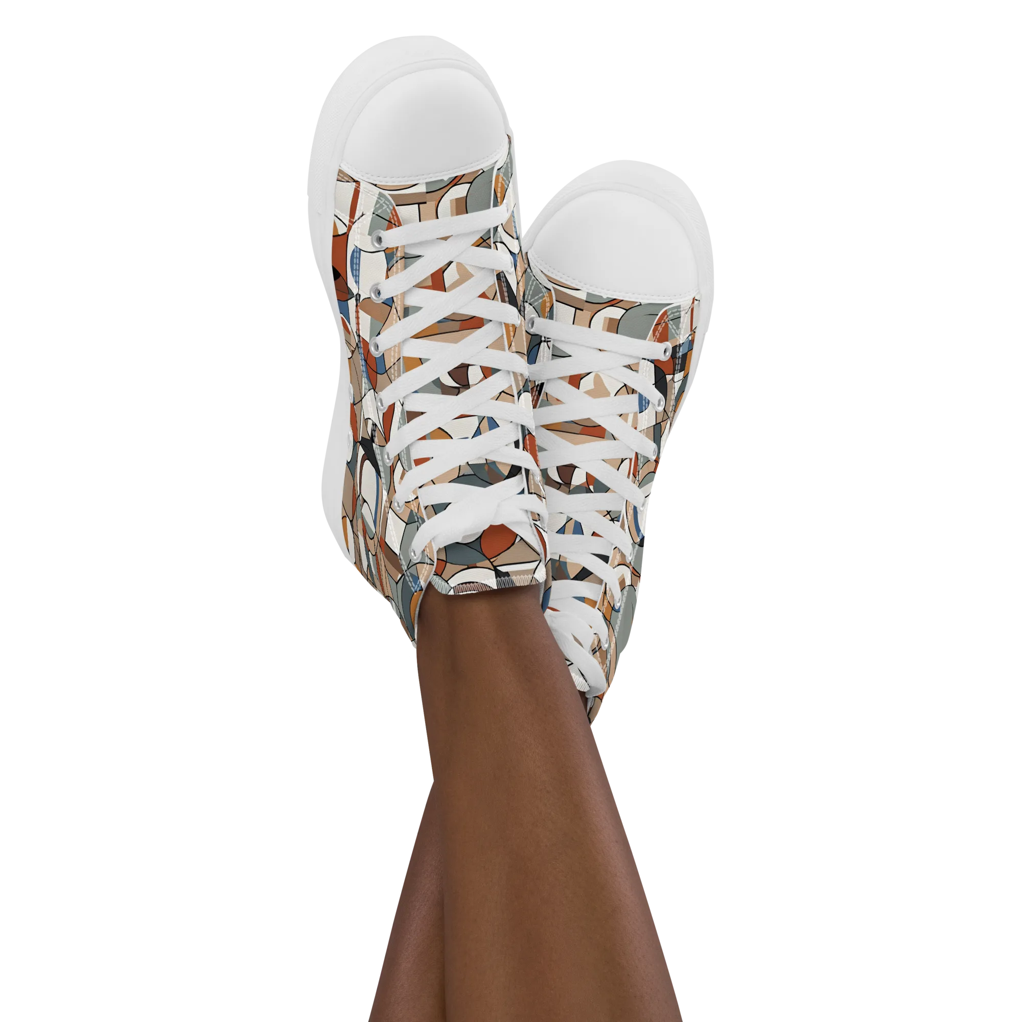 Contour Mosaic on Women's High Top Canvas Shoes — Front