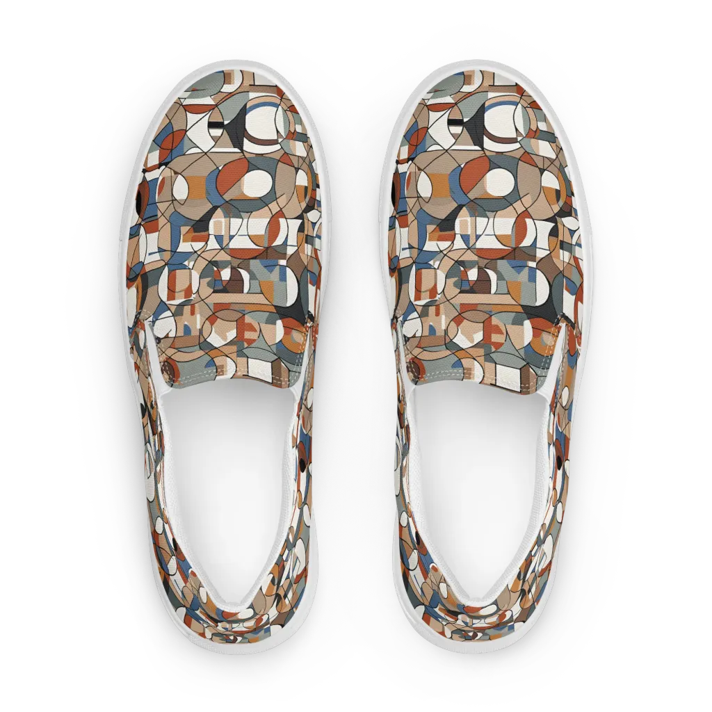 Contour Mosaic on Men's Slip-On Canvas Shoes — Front