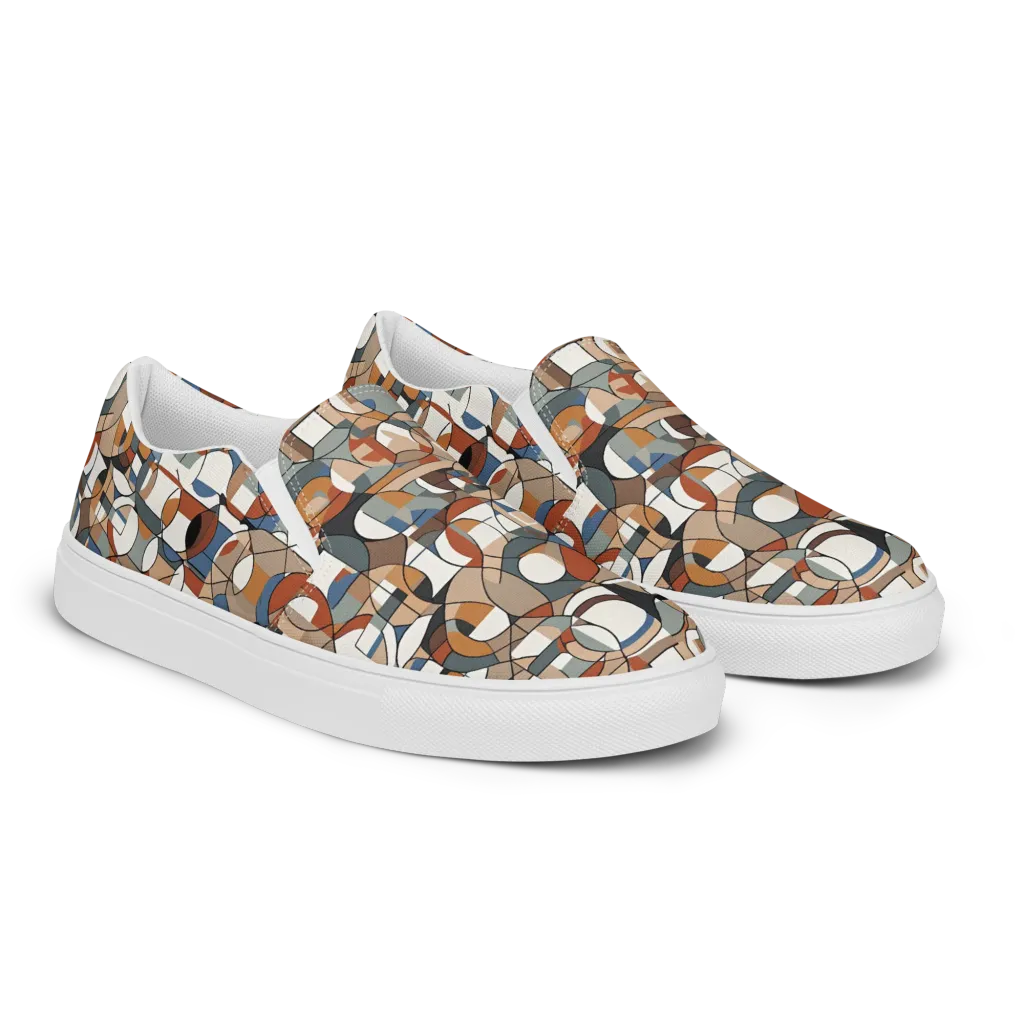Contour Mosaic on Men's Slip-On Canvas Shoes — Right Front