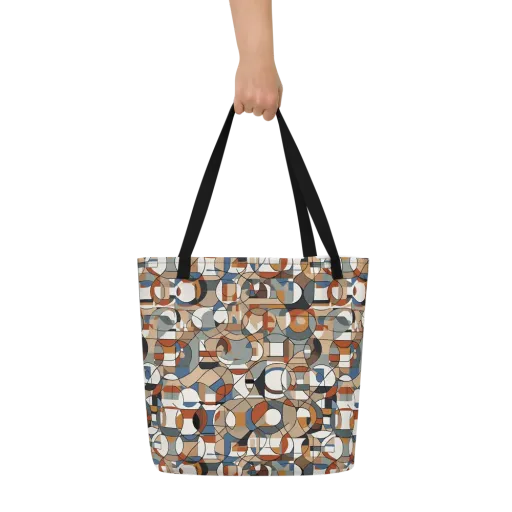 Contour Mosaic on a Large Tote Bag W/ Pocket