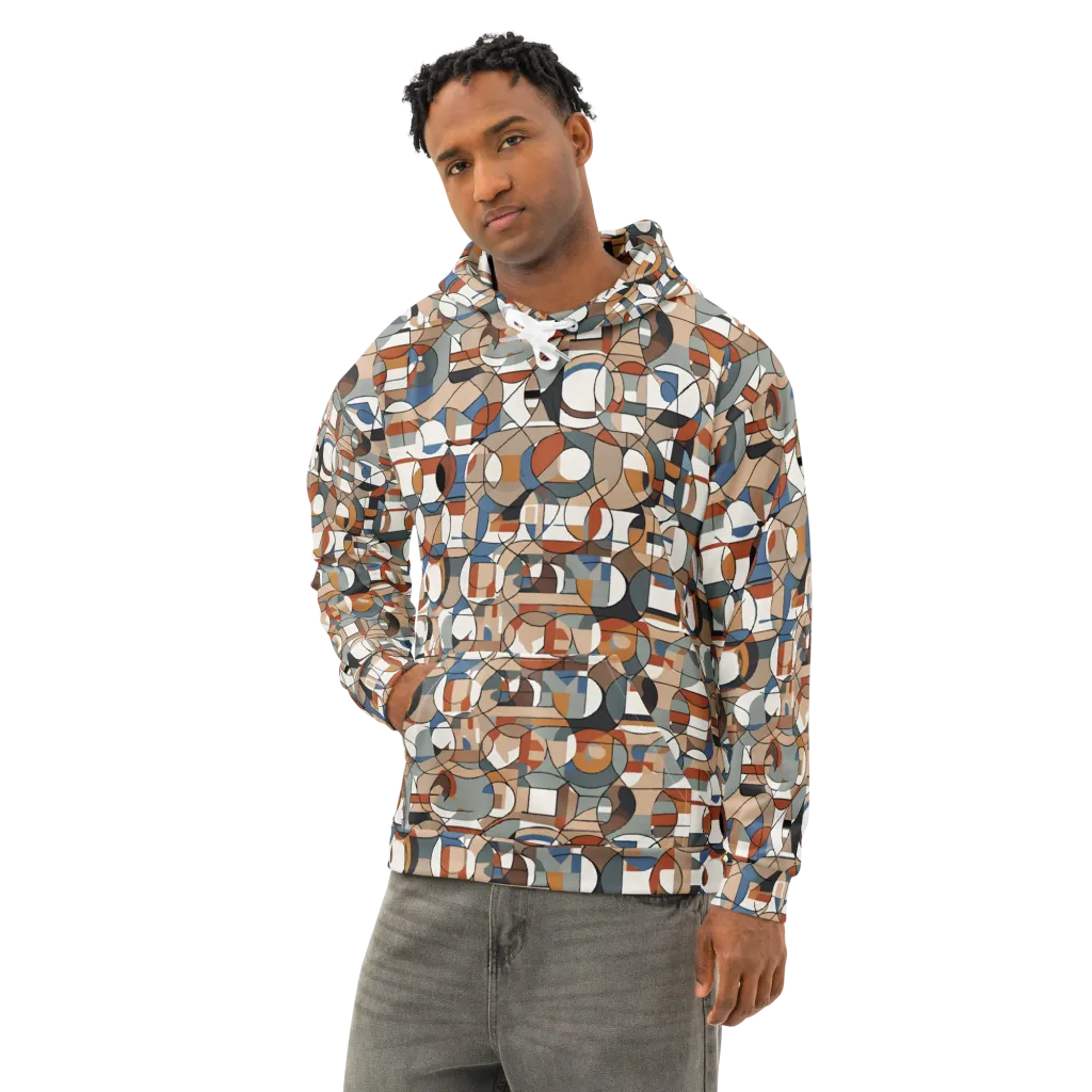 Contour Mosaic on Cotton Hoodie — Left Front