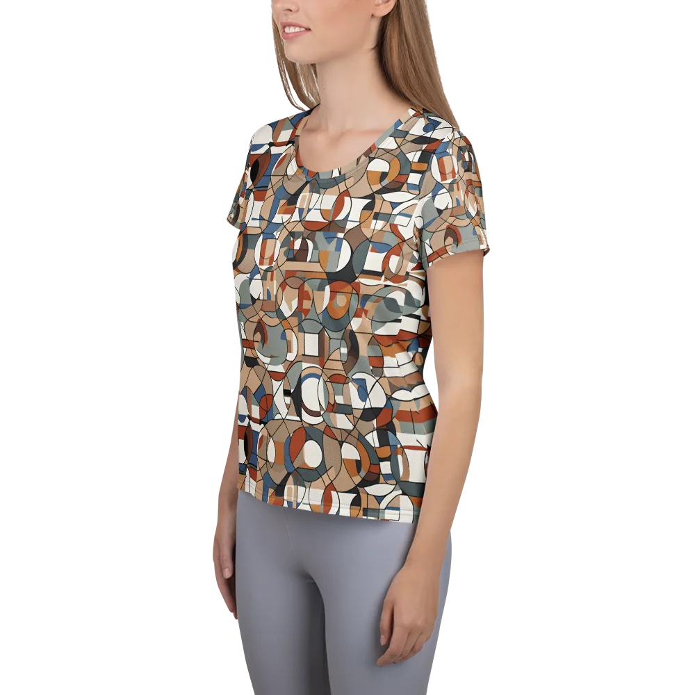 Contour Mosaic on Women's Athletic T-Shirt — Left