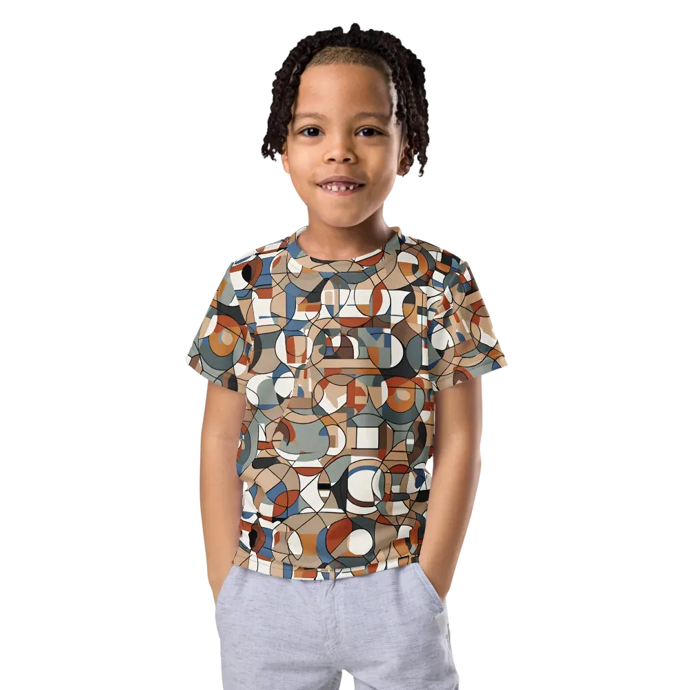 Contour Mosaic on Kids Crew Neck T-Shirt — Front