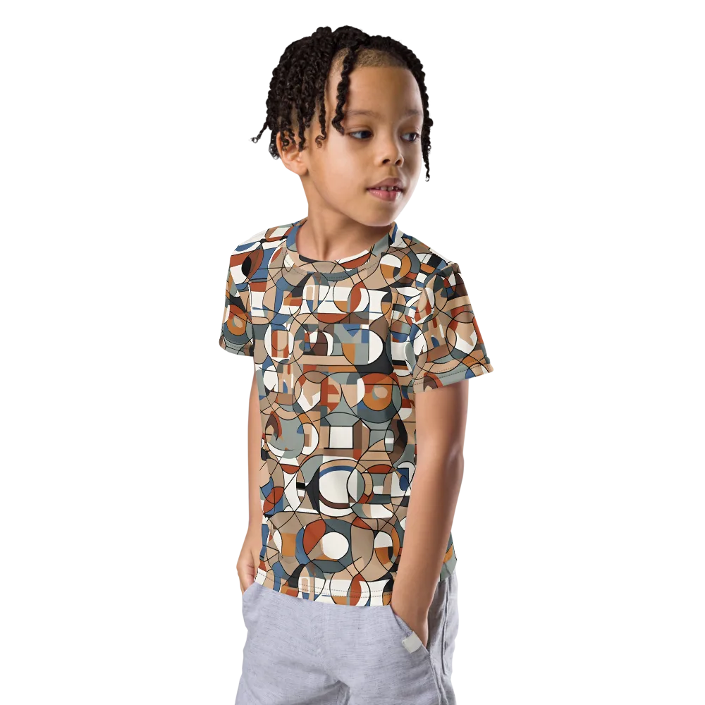 Contour Mosaic on Kids Crew Neck T-Shirt — Left Front