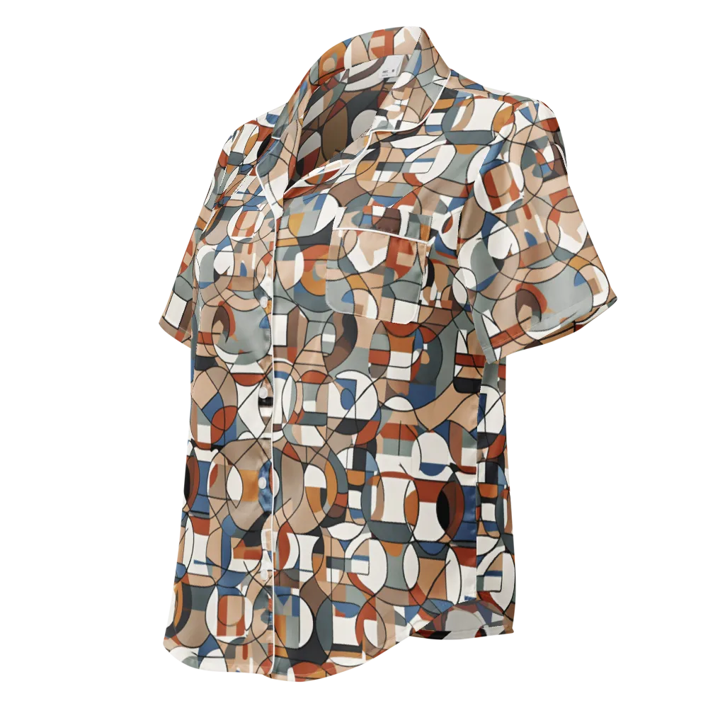 Contour Mosaic on Women's Short Sleeve Pajama Top — Left Front