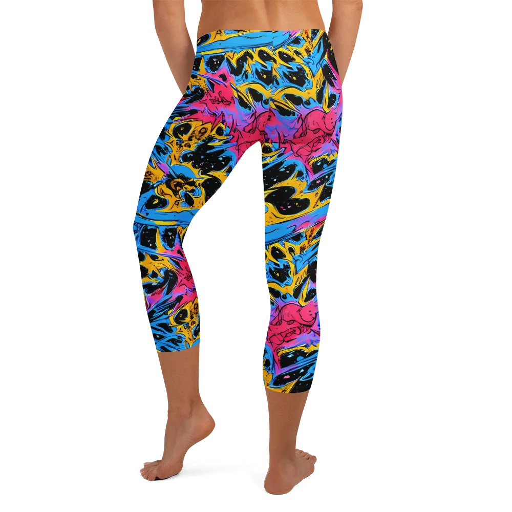 Electric Inkstorm on Capri Leggings — Back