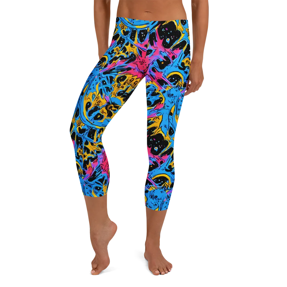 Electric Inkstorm on Capri Leggings — Front