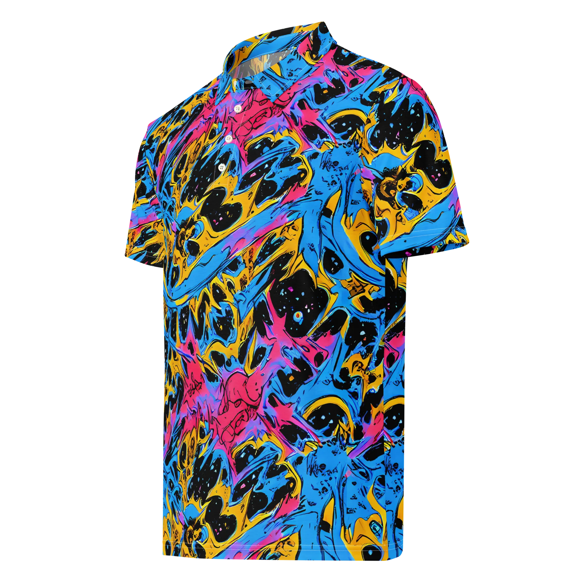 Electric Inkstorm on Men's Slim Fit Polo Shirt — Left Front