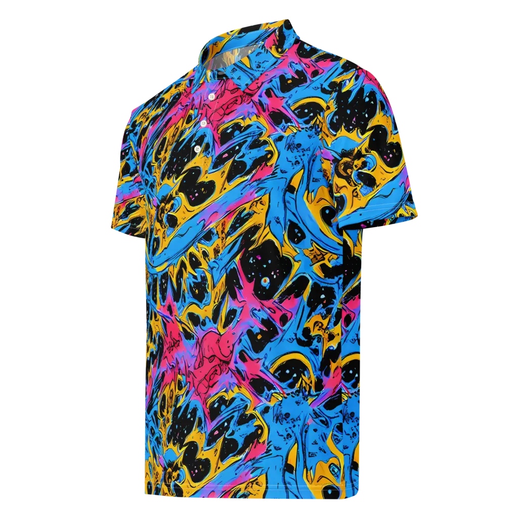 Electric Inkstorm on Men's Slim Fit Polo Shirt — Left Front
