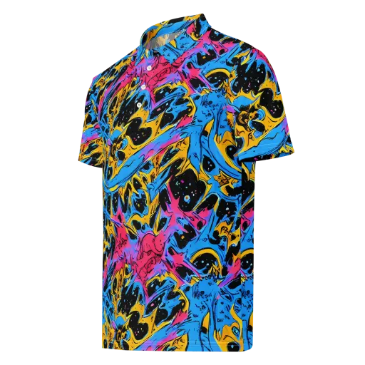 Electric Inkstorm on a Men's Slim Fit Polo Shirt