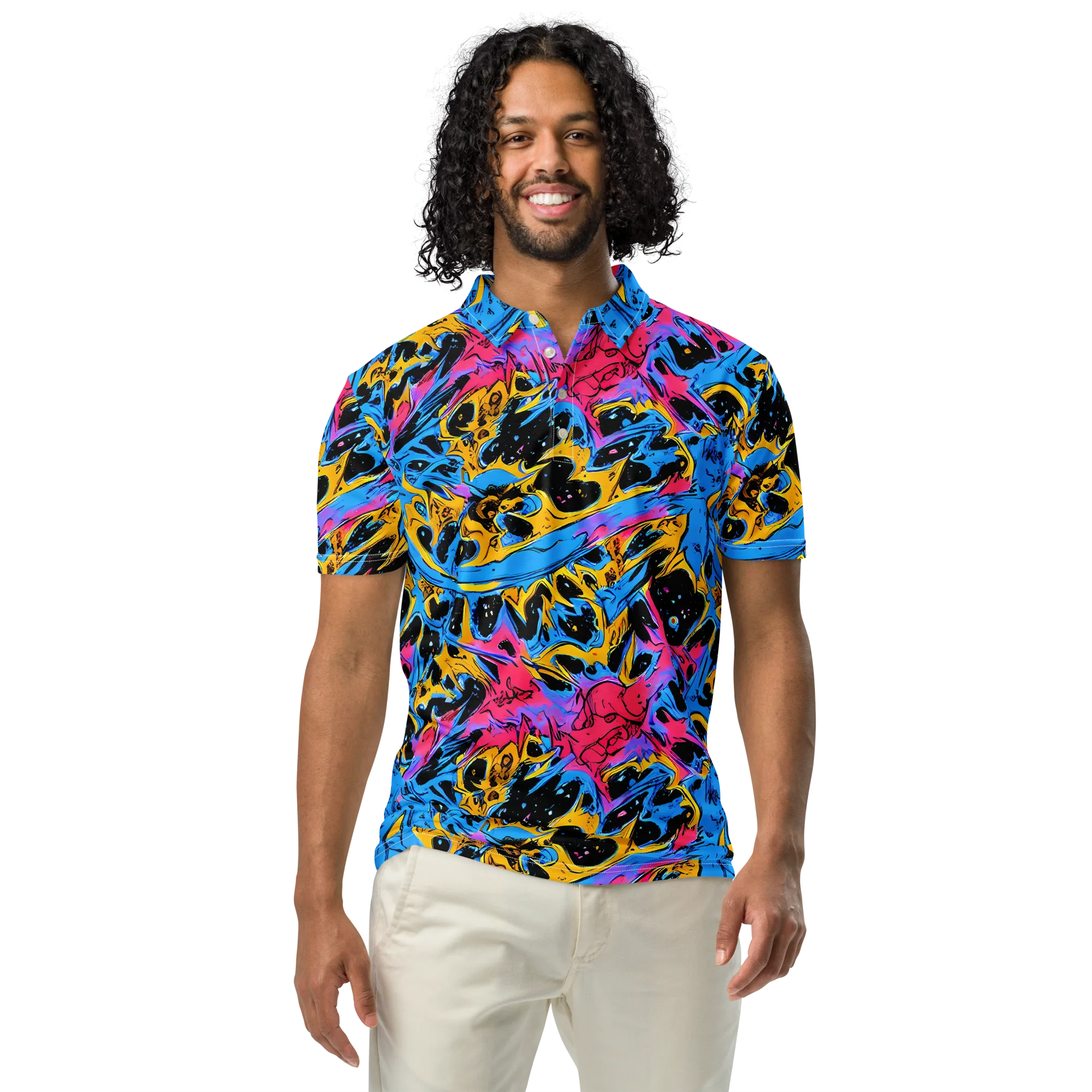 Electric Inkstorm on Men's Slim Fit Polo Shirt — Front