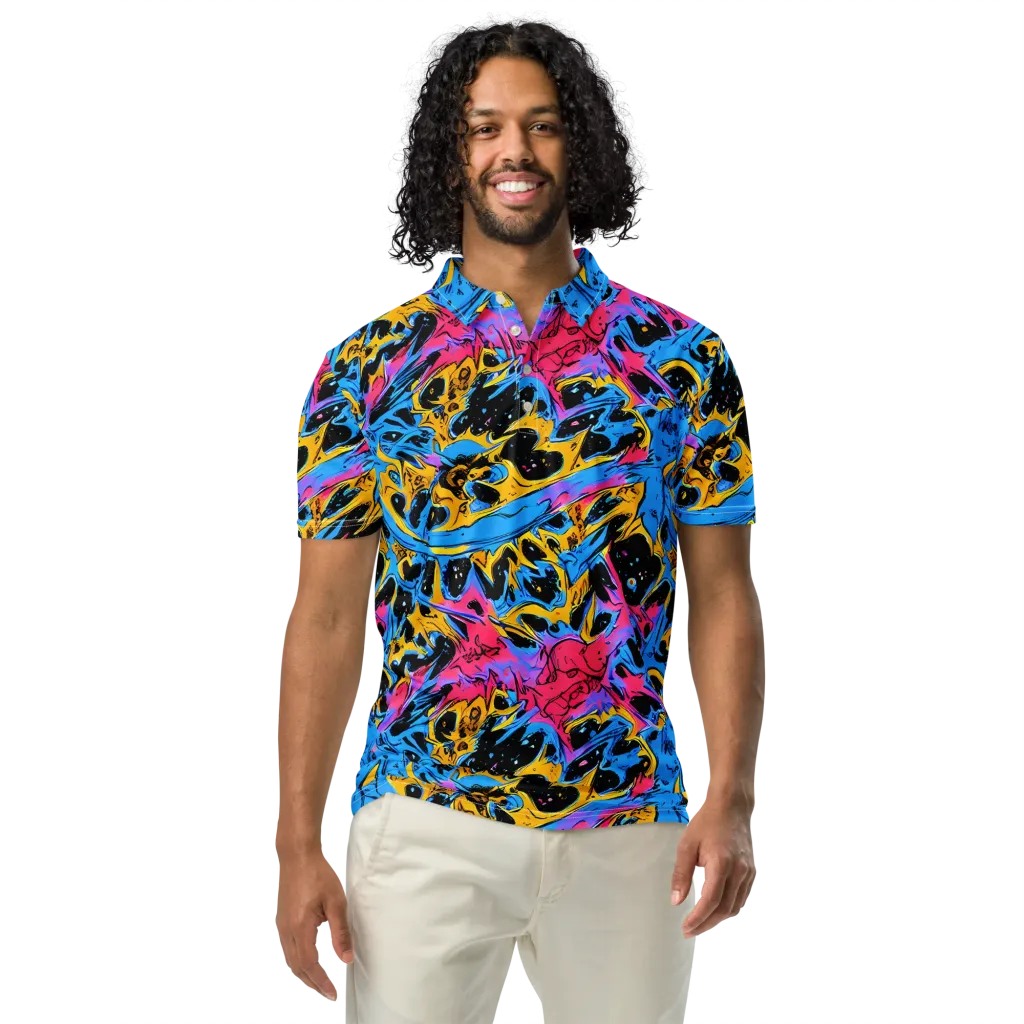 Electric Inkstorm on Men's Slim Fit Polo Shirt — Front