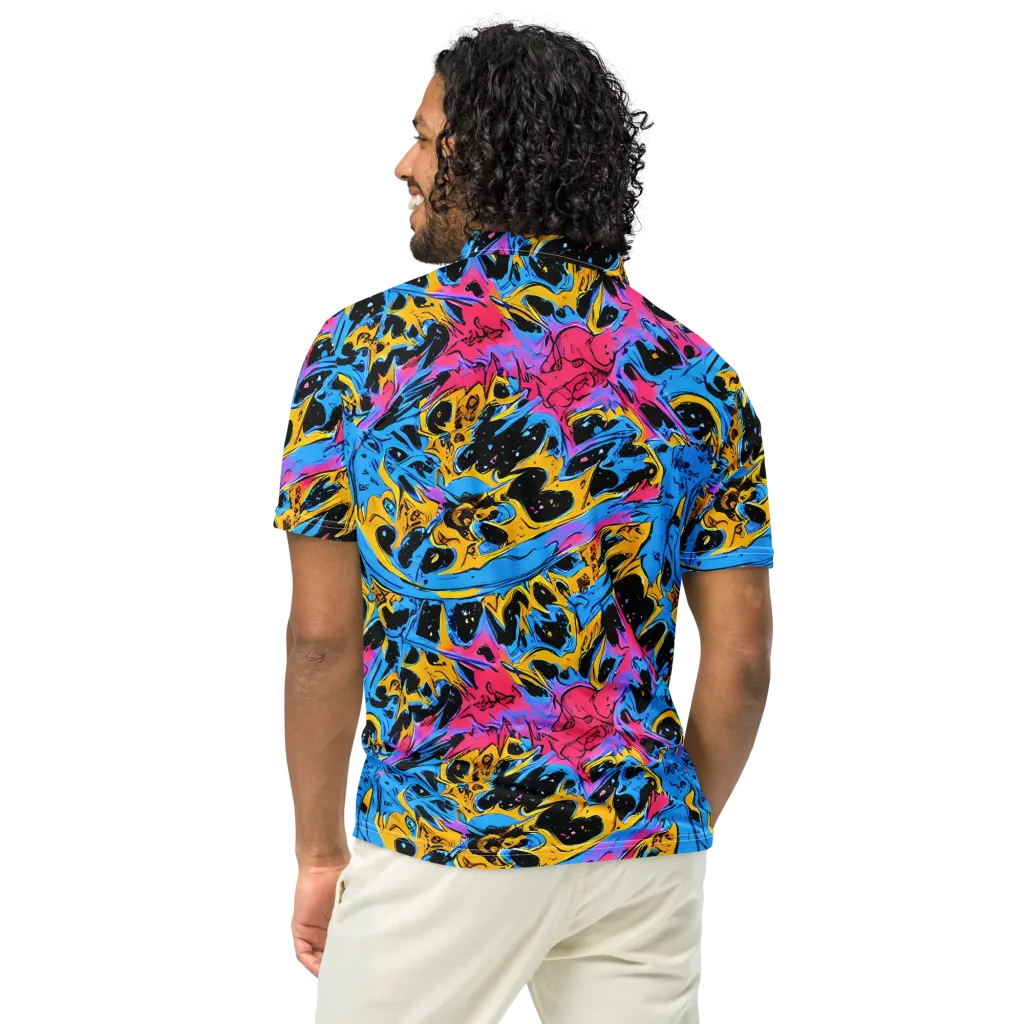 Electric Inkstorm on Men's Slim Fit Polo Shirt — Back