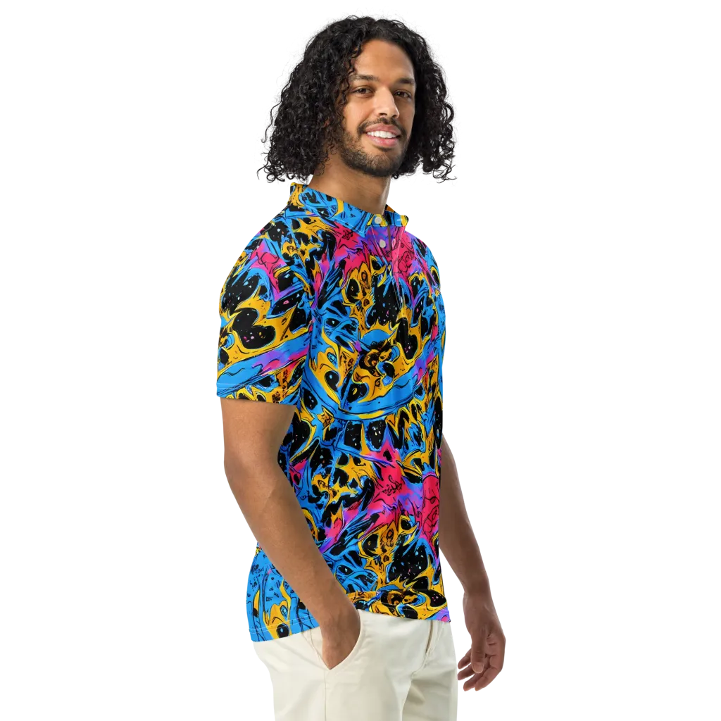 Electric Inkstorm on Men's Slim Fit Polo Shirt — Right Front