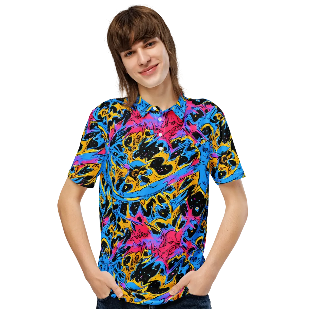 Electric Inkstorm on Men's Slim Fit Polo Shirt — Front