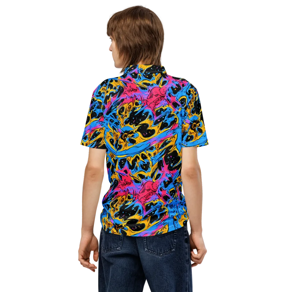 Electric Inkstorm on Men's Slim Fit Polo Shirt — Back