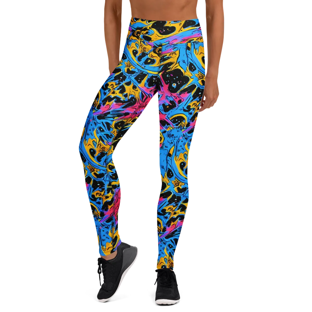 Electric Inkstorm on Yoga Leggings — Front