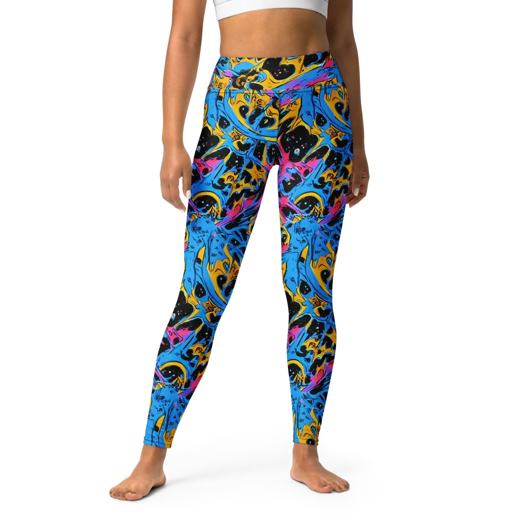 Electric Inkstorm on Yoga Leggings — Front