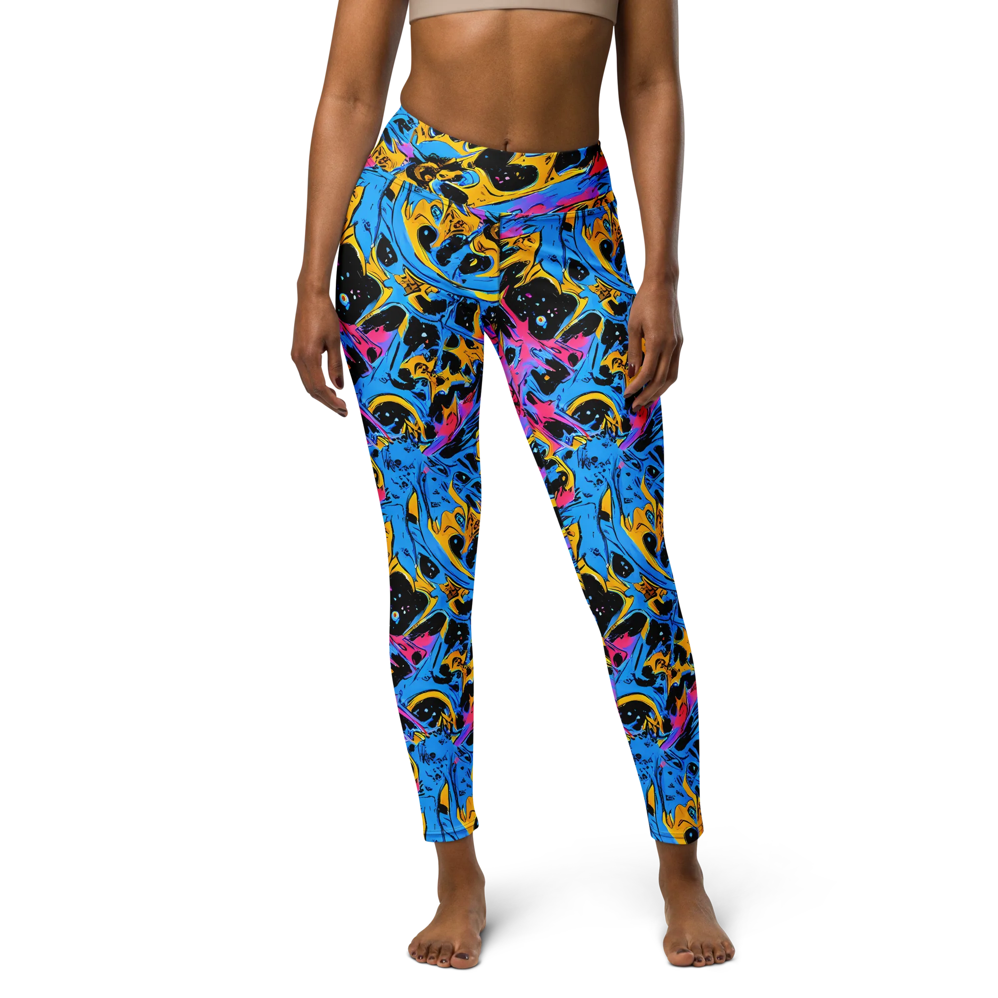Electric Inkstorm on Yoga Leggings — Front
