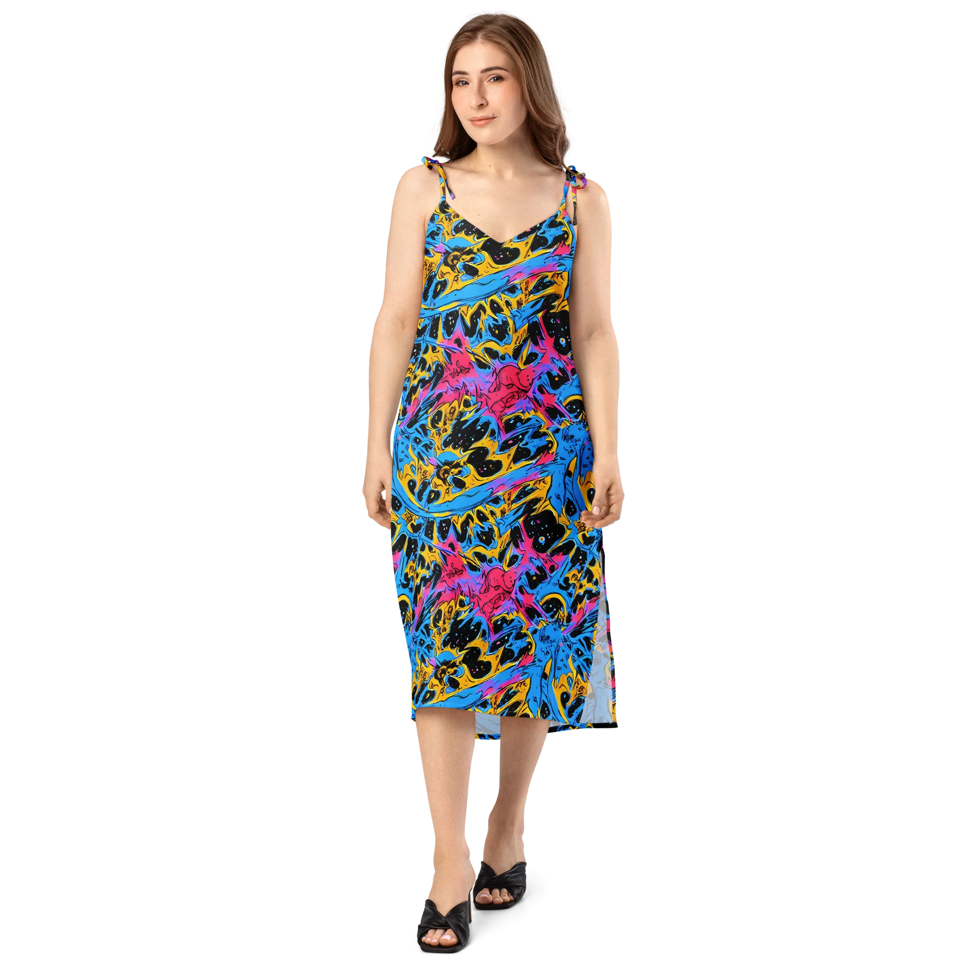 Electric Inkstorm on Slip Dress — Front