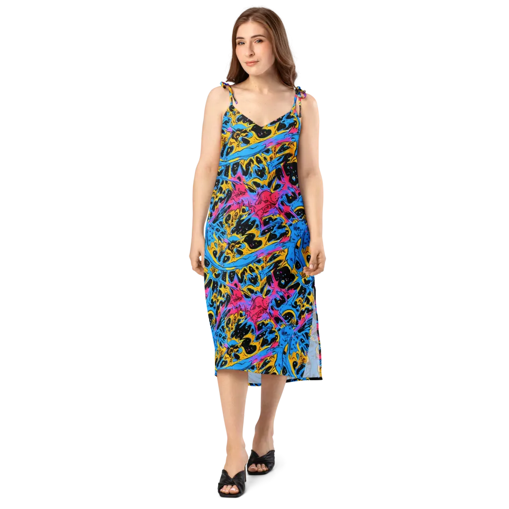 Electric Inkstorm on Slip Dress — Front