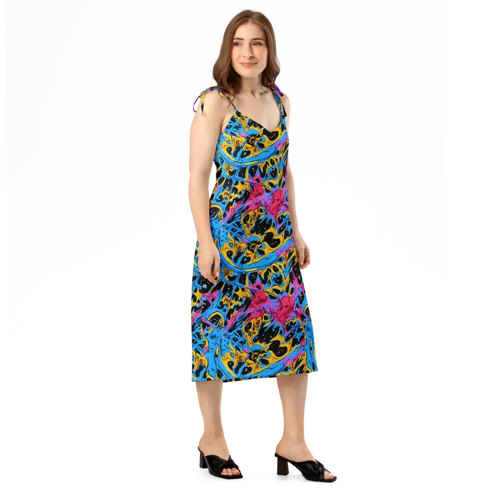 Electric Inkstorm on Slip Dress — Right Front