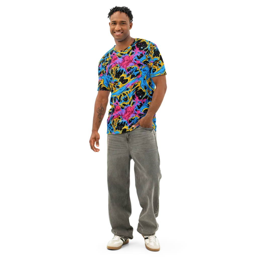 Electric Inkstorm on Men's Cotton Crew Neck T-Shirt — Front