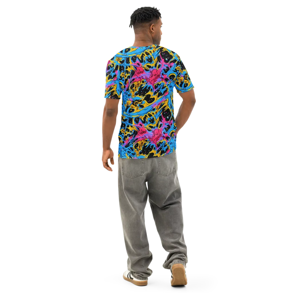 Electric Inkstorm on Men's Cotton Crew Neck T-Shirt — Back