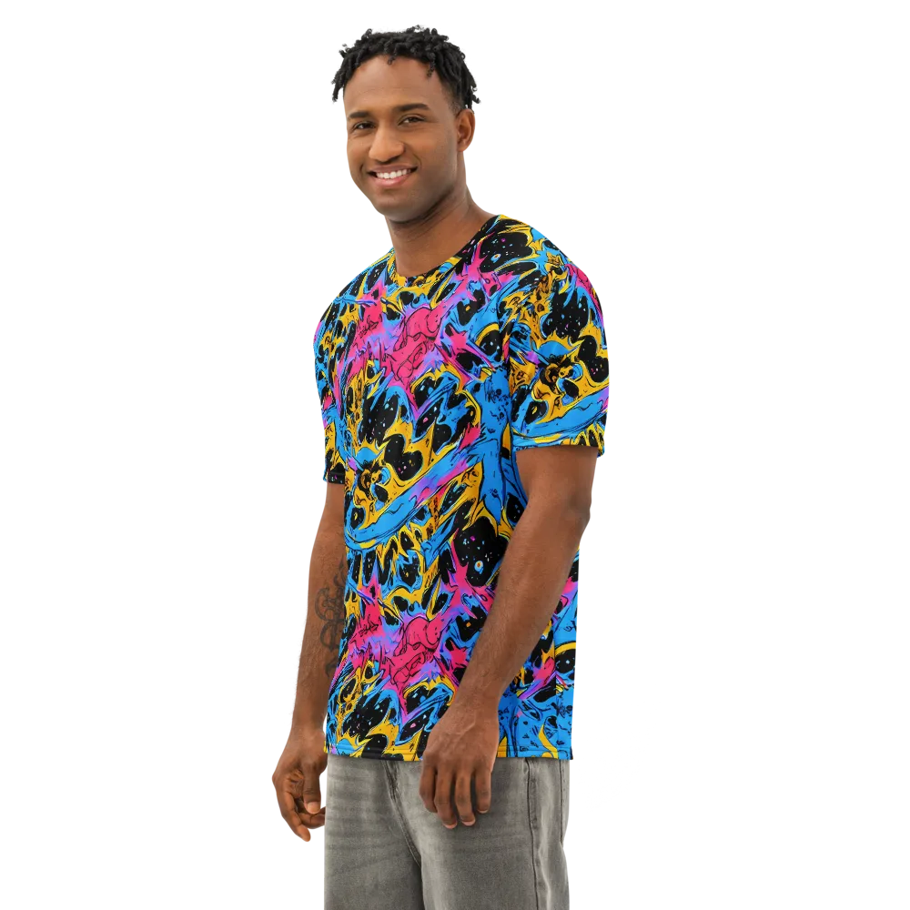 Electric Inkstorm on Men's Cotton Crew Neck T-Shirt — Left Front