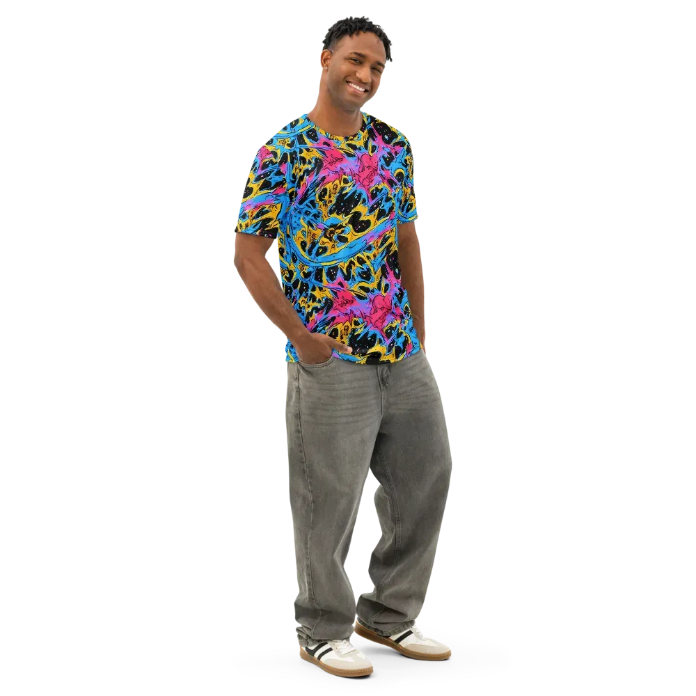 Electric Inkstorm on Men's Cotton Crew Neck T-Shirt — Right Front