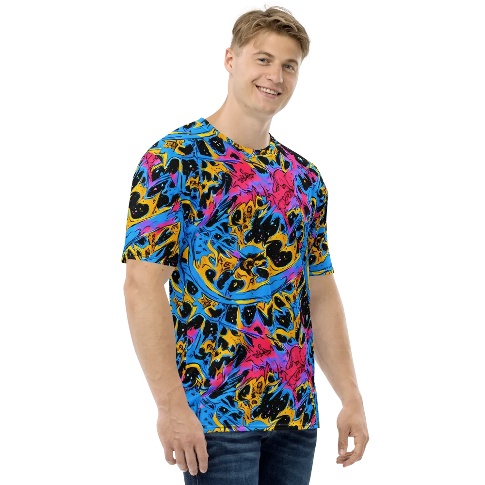 Electric Inkstorm on Men's Crew Neck T-Shirt — Right