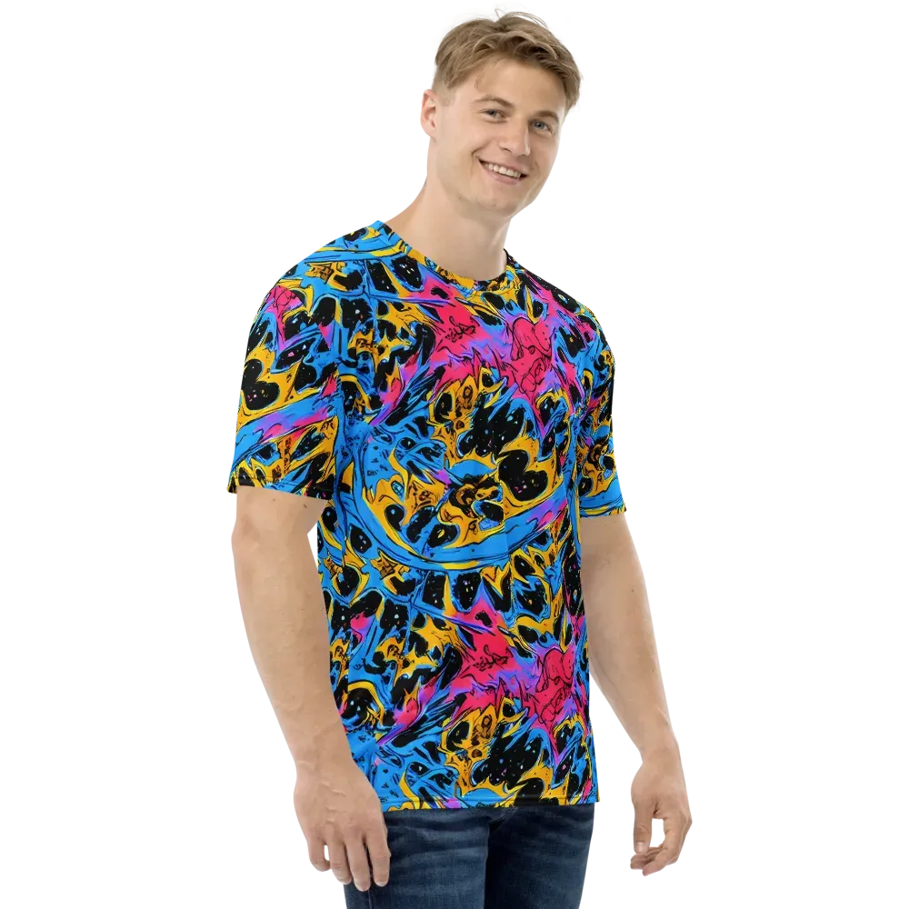 Electric Inkstorm on Men's Crew Neck T-Shirt — Right