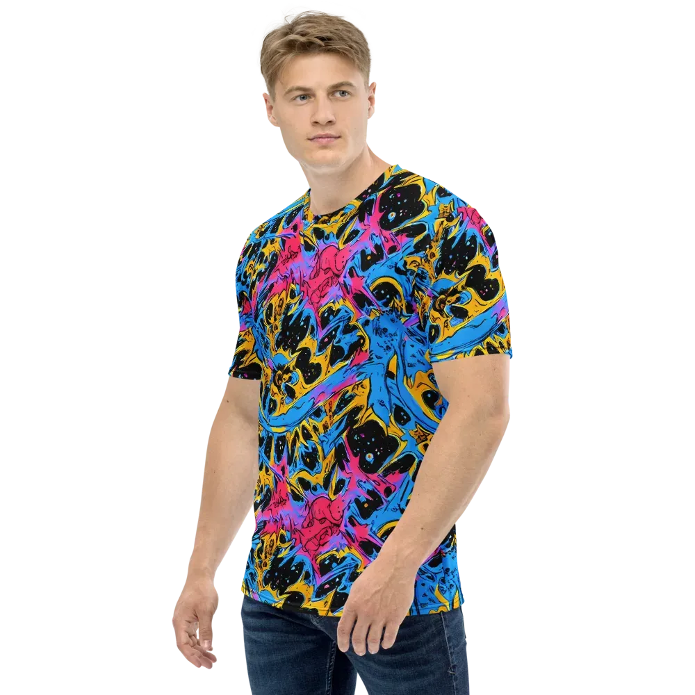 Electric Inkstorm on Men's Crew Neck T-Shirt — Left