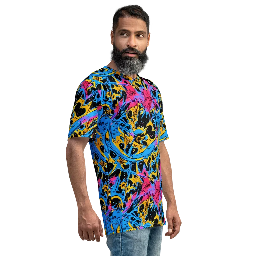 Electric Inkstorm on Men's Crew Neck T-Shirt — Right