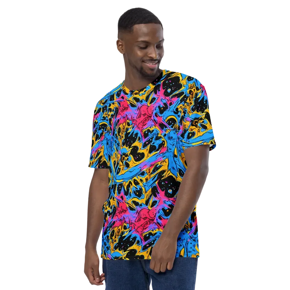 Electric Inkstorm on Men's Crew Neck T-Shirt — Left