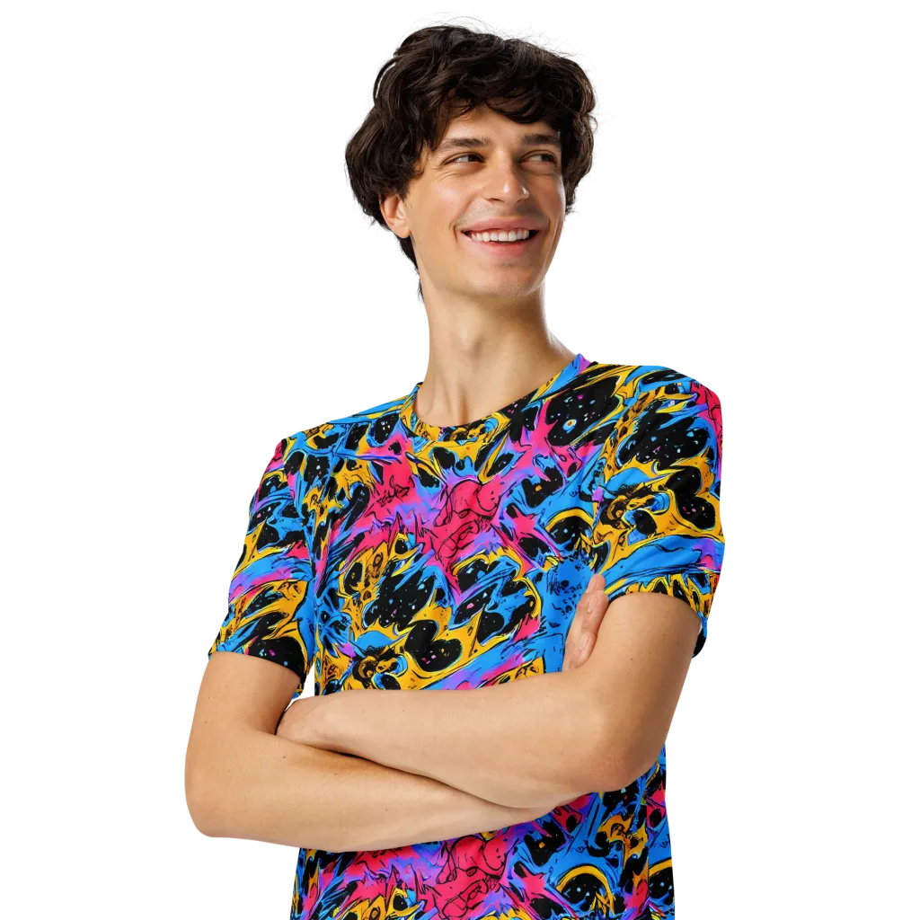 Electric Inkstorm on Men's Crew Neck T-Shirt — Left Front