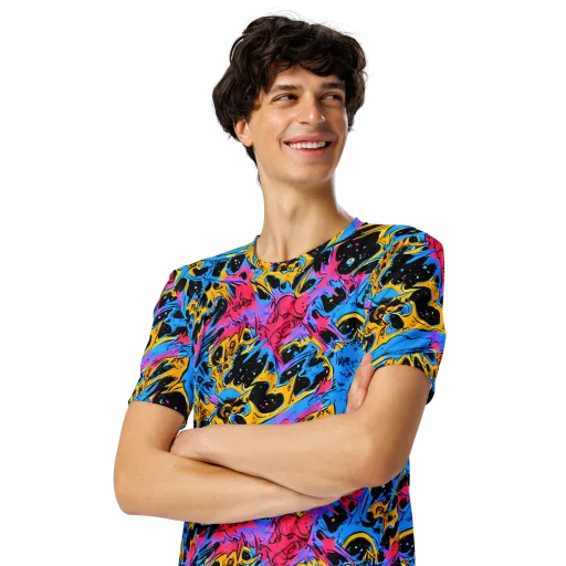 Electric Inkstorm on a Men's Crew Neck T-Shirt