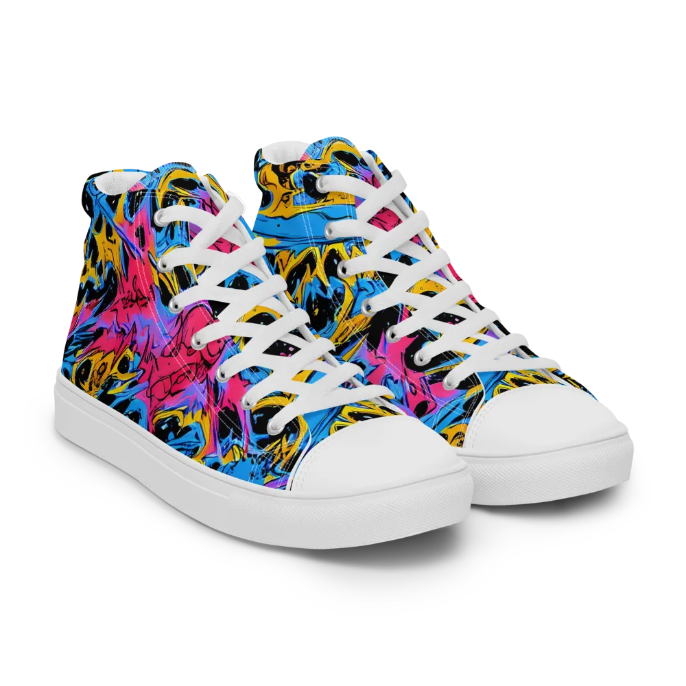 Electric Inkstorm on Men's High Top Canvas Shoes — Right Front