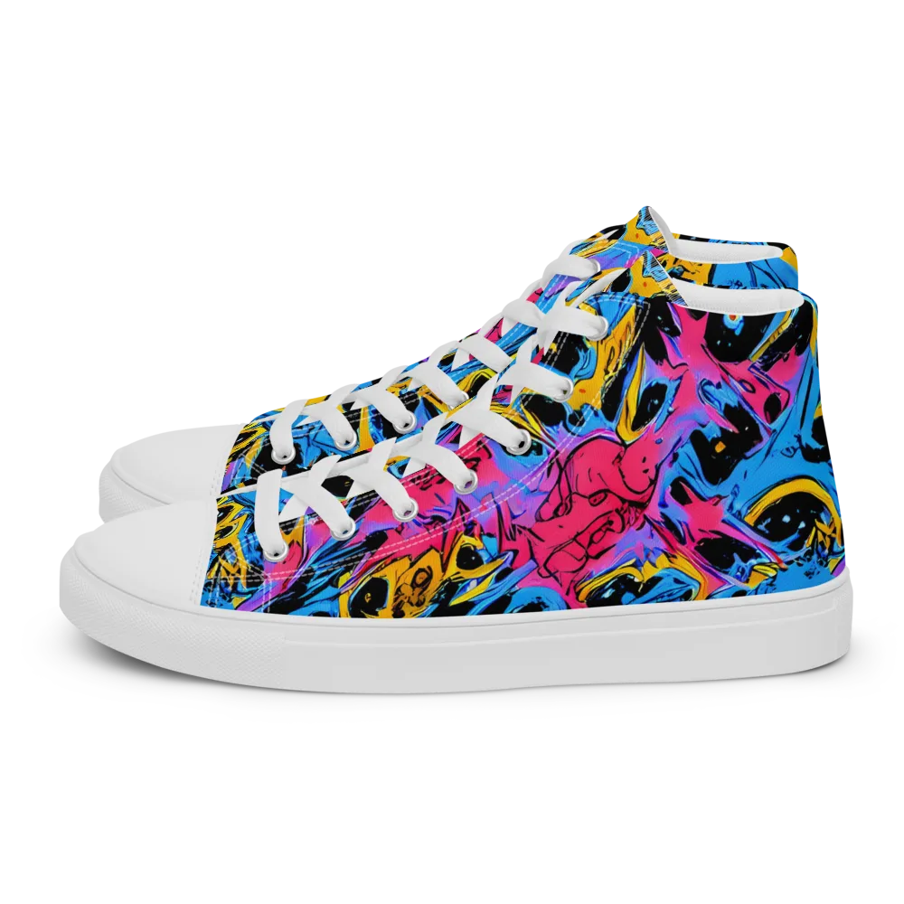 Electric Inkstorm on Men's High Top Canvas Shoes — Left