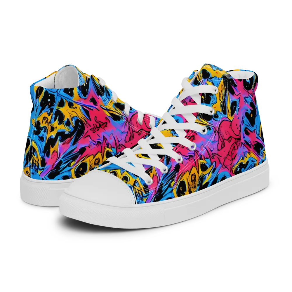 Electric Inkstorm on Men's High Top Canvas Shoes — Left