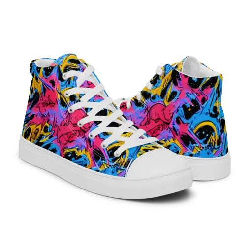 Electric Inkstorm on a Men's High Top Canvas Shoes