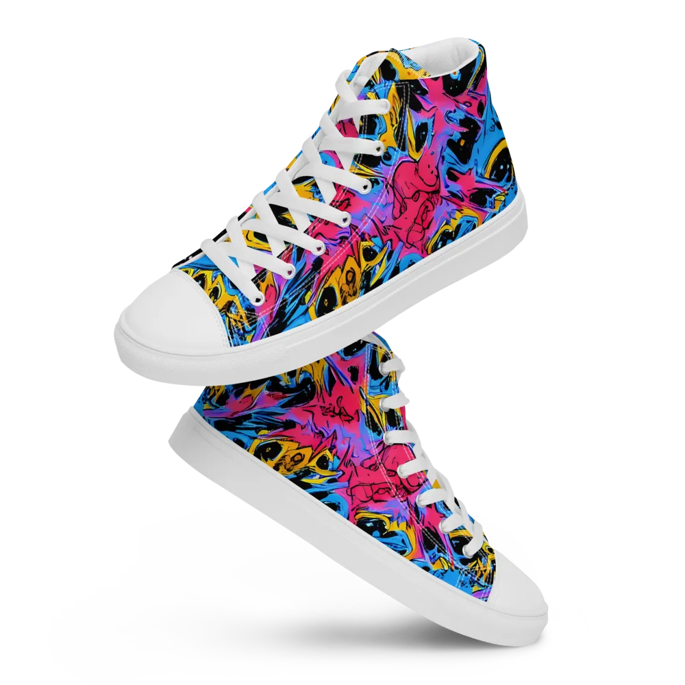 Electric Inkstorm on Men's High Top Canvas Shoes — Front