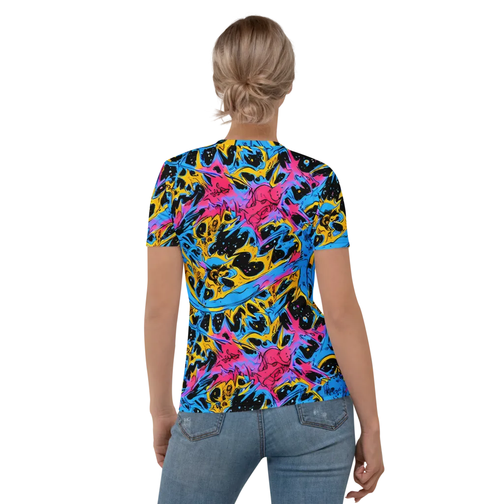 Electric Inkstorm on Women's Crew Neck T-Shirt — Back