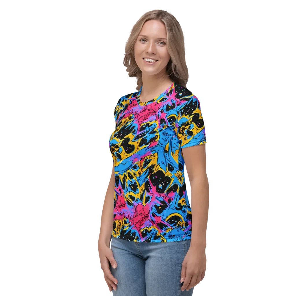 Electric Inkstorm on Women's Crew Neck T-Shirt — Left