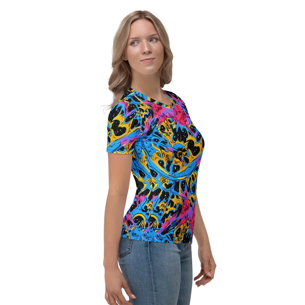 Electric Inkstorm on Women's Crew Neck T-Shirt — Right