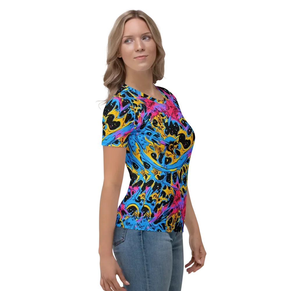 Electric Inkstorm on Women's Crew Neck T-Shirt — Right