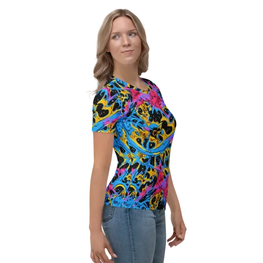 Electric Inkstorm on a Women's Crew Neck T-Shirt