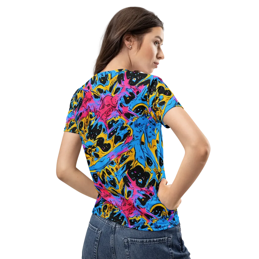 Electric Inkstorm on Women's Crew Neck T-Shirt — Back