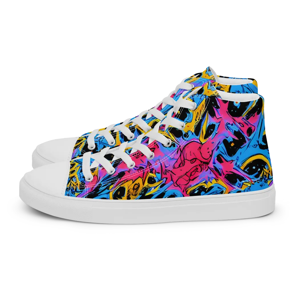 Electric Inkstorm on Women's High Top Canvas Shoes — Left